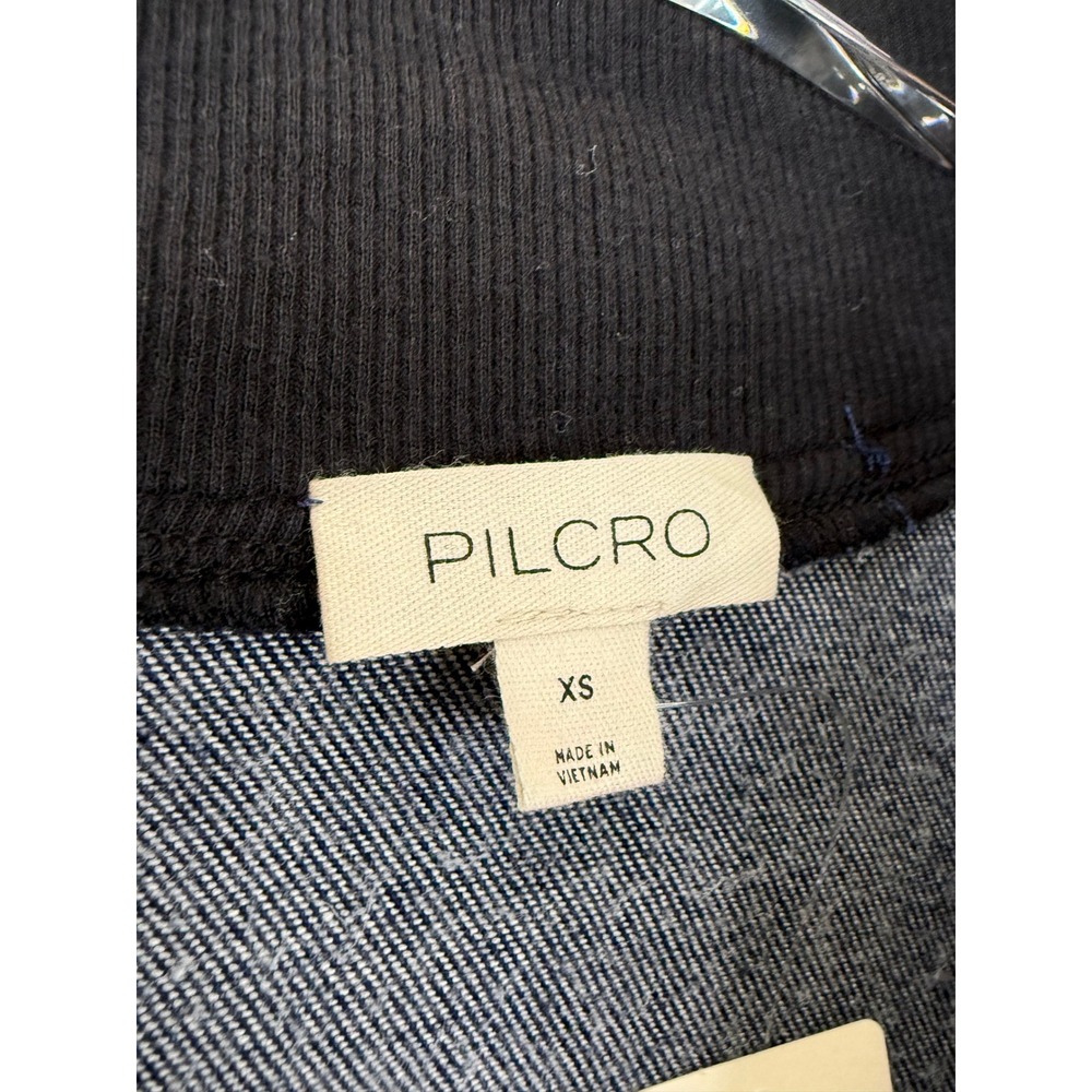 NWT Pilcro Denim KNIT ZIP-UP Mini Dress Women XS ANTHROPOLOGIE DARK WASH - Picture 3 of 9